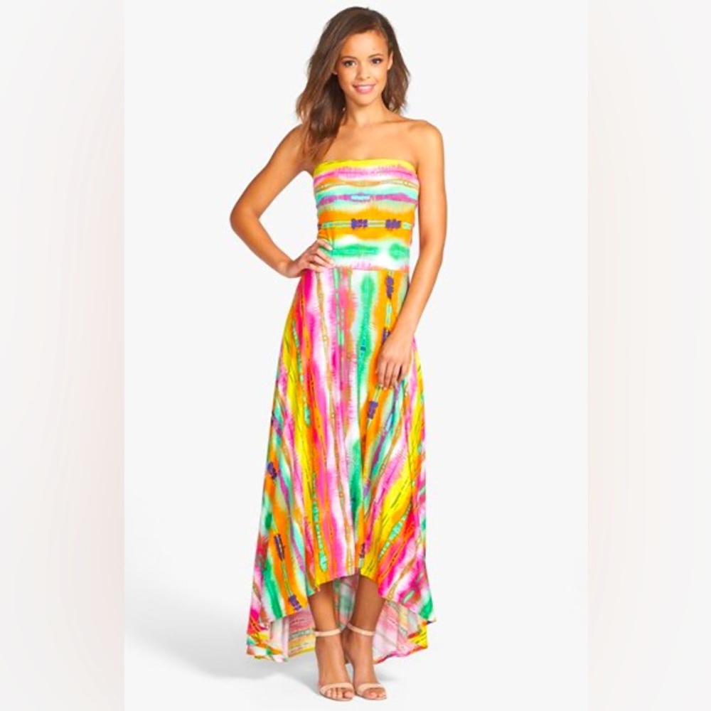 Felicity & Coco Strapless High‑Low Multi‑Color Dress – Flowy Fit | Size XL